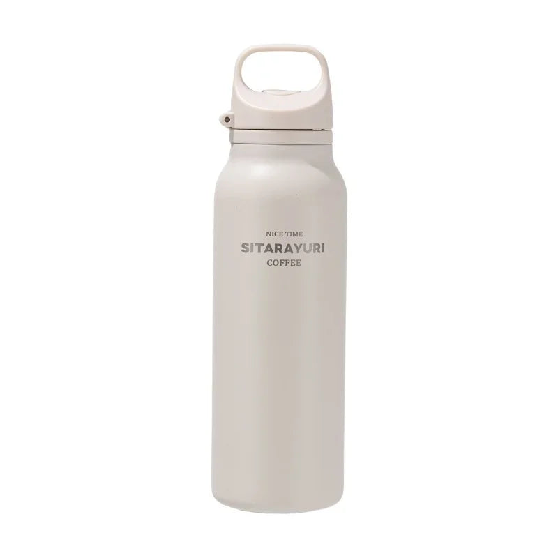JUSTINLAU 600ML Insulated Bottle with Pop-up Lid Stainless Steel Keep Hot＆Cold Thermal Mug Outdoor Sports/Travel Water Cups