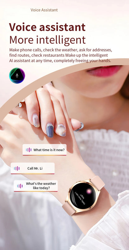 LIGE Luxury Smart Watch For Woman 1.27" Bluetooth Call Custom Dial Women's Bracelet Sports Health Monitor Smartwatch Ladies Gift
