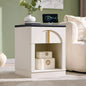 18Inch Modern Natural Oak Nightstand With Arched Panel Charging Station & Drawer Bedroom Bedside Side End Table, Customized