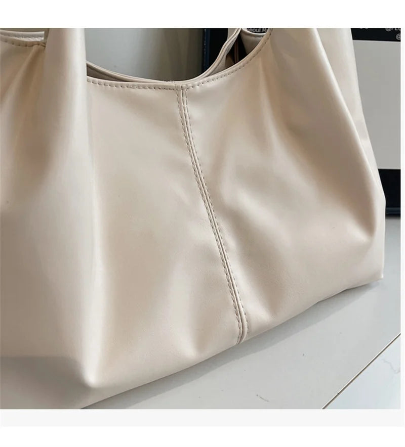 Fashion Women's Bag Large Capacity Tote Daily Commute Women's Shoulder Bag Black Soft PU Leather Handbag Shopping
