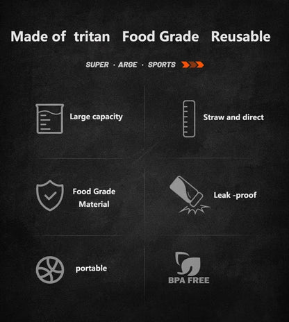 TKK 1000ml Water Bottle Sports Watter Bottle Tritan BPA Free Straw Portable Leak-proof Plastic Drinkware Outdoor Fitness Kettle