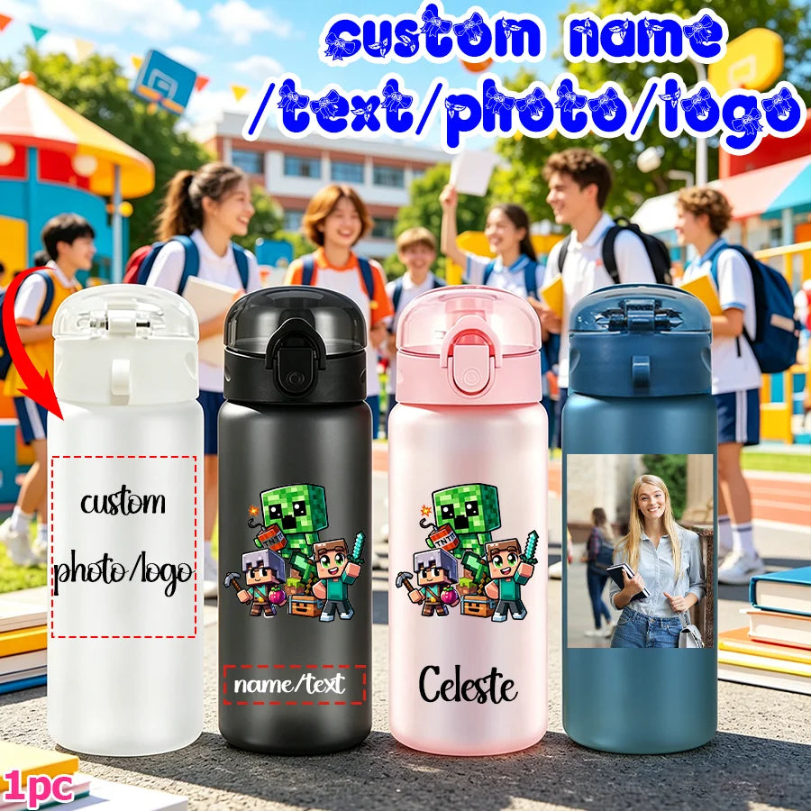 1pc Custom Back to School Game Character Pattern 780ml/26oz Plastic Water Bottle Outdoor Travel Sports Cup