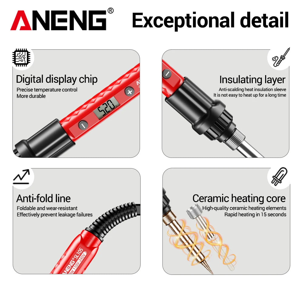 Digital Display Electric Soldering Iron ANENG SL105 Adjustable Temperature EU/220V US/110V Portable Kit Weld Solder Repair Tools