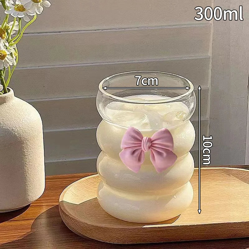 Transparant Drinking Glass Cup Creative Wave Shape Iced Coffee Tumbler Cup Juice Milk Tea Mug Drinkware Water Glasses Ripple Mug