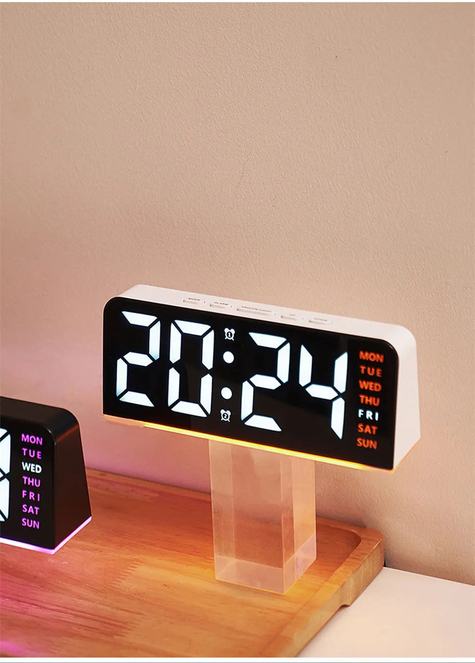 1 PCS Digital LED Alarm Clock With Date Display Dual Alarms Snooze Function Night Light 12H 24H Mode For Bedroom Desk Table