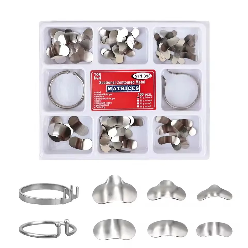Dental Sectional Contoured Metal Matrices Matrix with Springclip No.1.330 Band Resin Clamping/Seperating Ring Dentist Tools