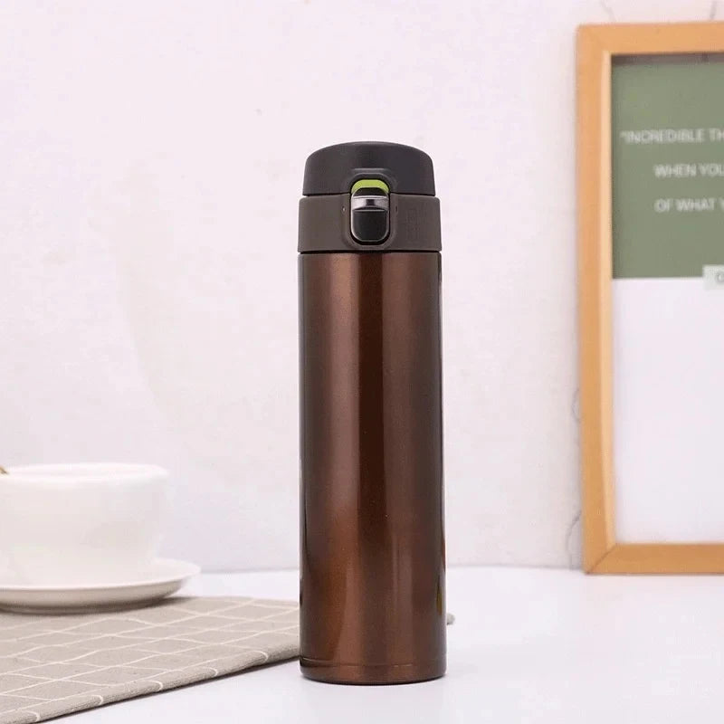 Creative Bullet Lid Thermos Cup, Simple Solid Color Direct Drinking Water Bottle, Durable Practical for Students School Use