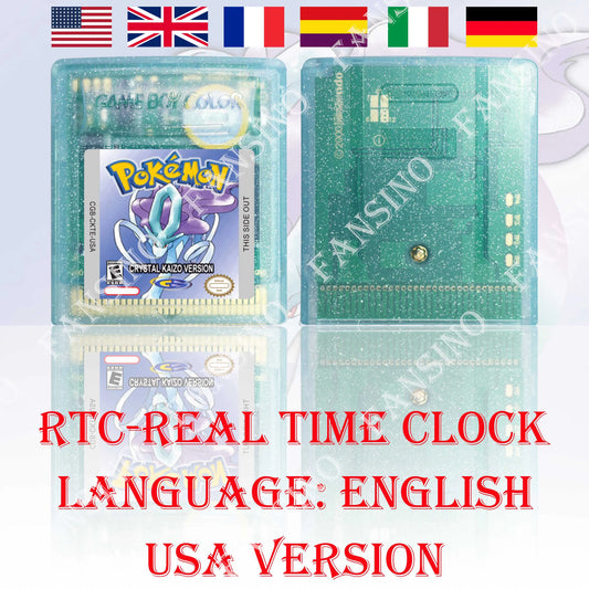 GBC Real Time Clock Pokemon Crystal Kaizo (v1.0) High Quality GBC Video Game Cartridge With Battery For GBA/GBC Series Console
