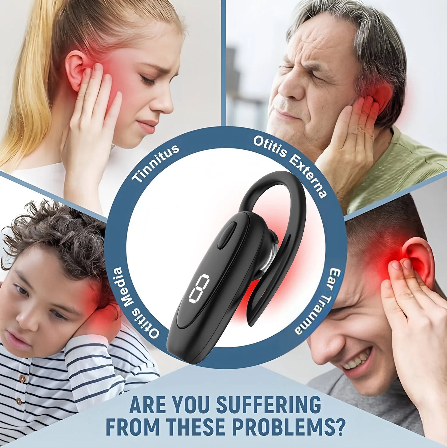 650nm Laser Therapy Earplug for Tinnitus & Otitis Media Deafness Treatment Ear-hanging Style Earplug for Health Care