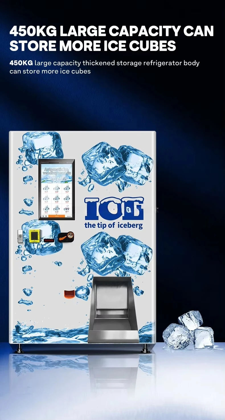 Customized Automatic Bagging and Sealing Packaging Ice Vending Machine, Reverse Osmosis Water Ice Vending Machine