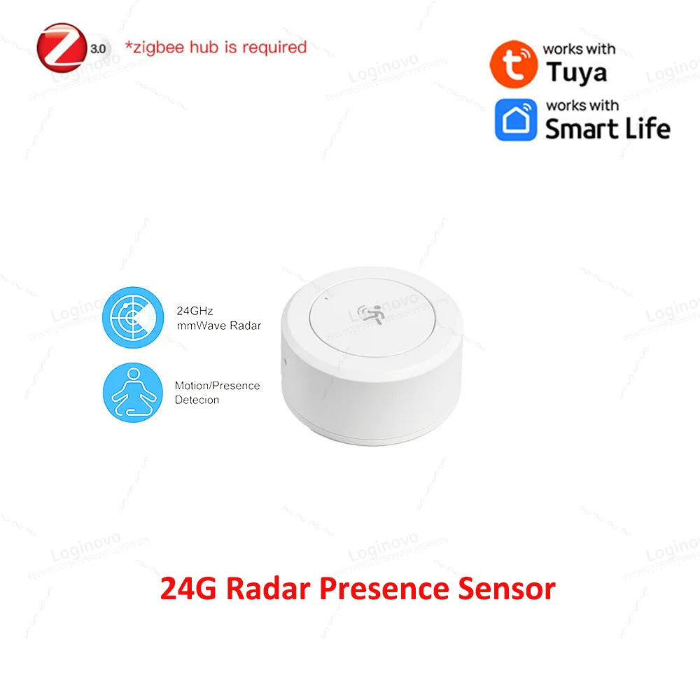 Zigbee 24G Mmwave Radar Presence Sensor Optional Temperature Humidity Brightness Motion Detector Work With Zigbee2mqtt TUYA Hub