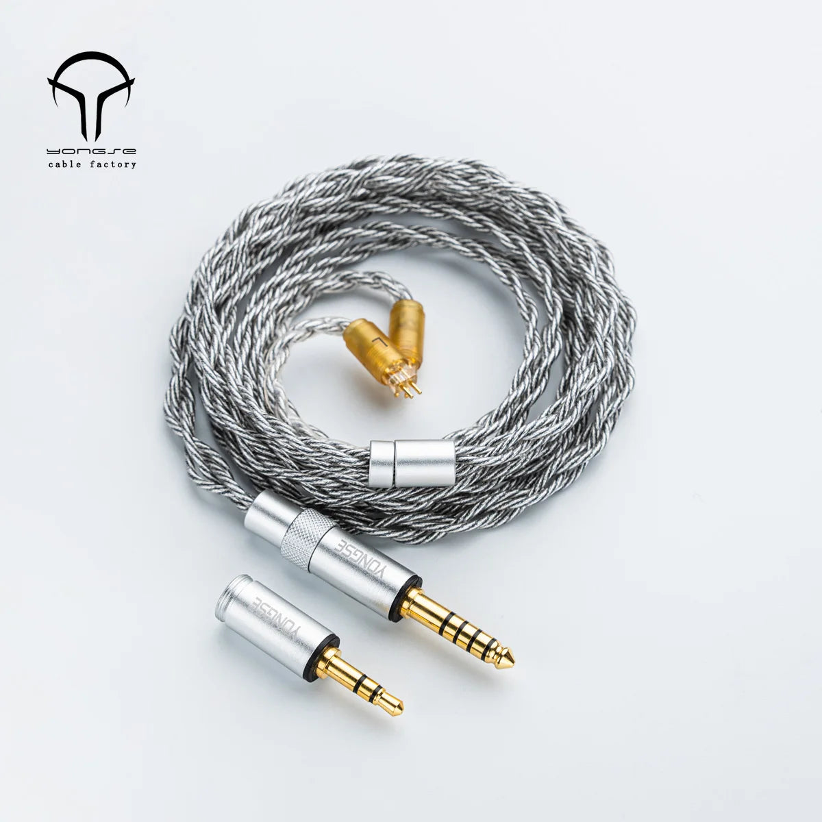 Yongse Obsidian Cable Silver-plated Single Crystal Copper Earphones Upgrade Cable Switchable Plug: 3.5mm +4.4mm