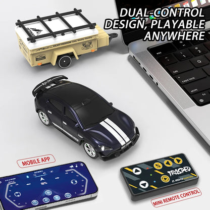 New 1:64 Rc Car Mini 2.4Ghz City Road Handle High Speed Alloy All Terrain Remote Control Car Dual Control Children's Toys Gifts