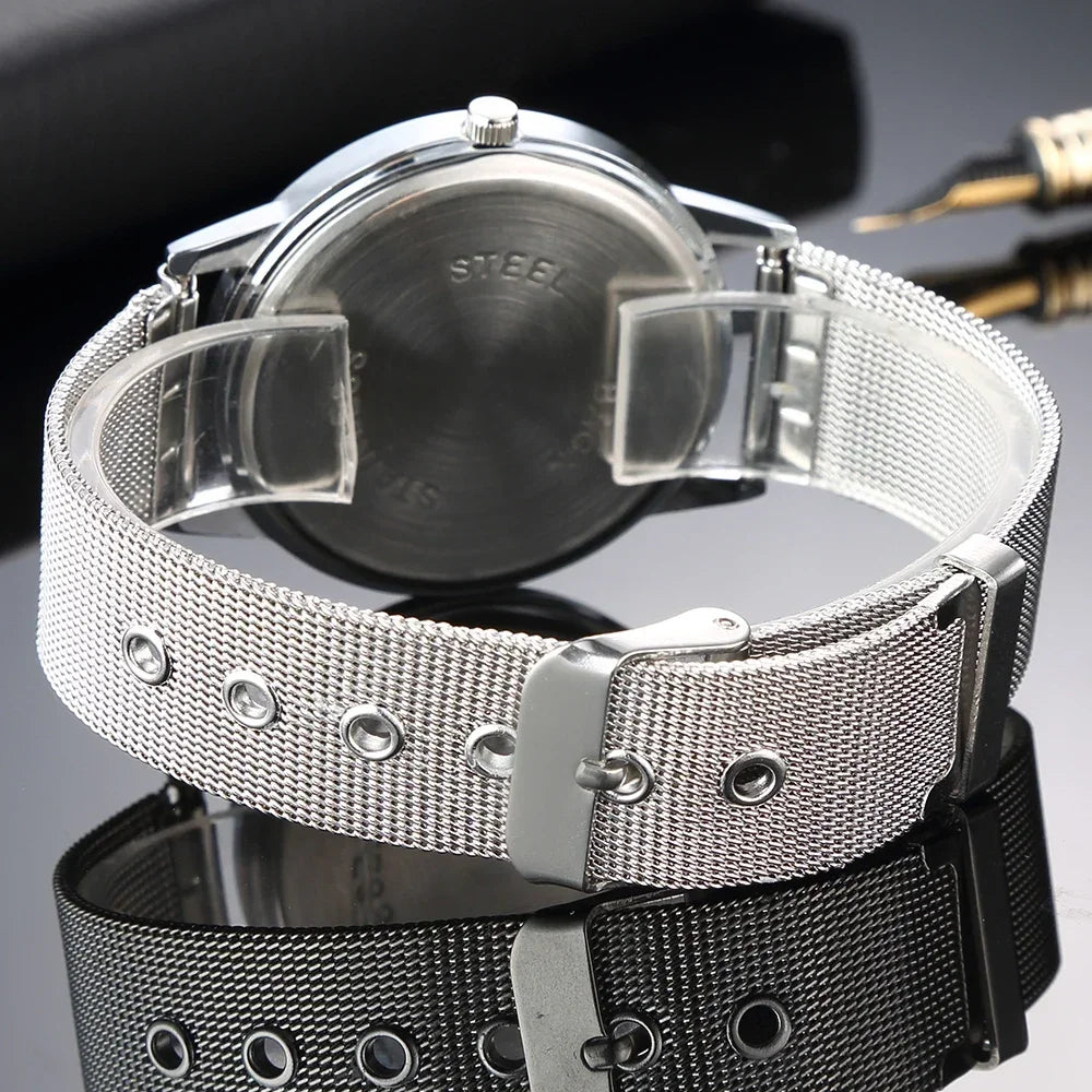 Womens Casual Round Quartz Watch Luxury Mesh Metal Bracelet Watches for Women Fashion Montre Femme Wristwatches for Ladies