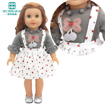 Fits 17-18inch American Doll and New Born Doll Clothes Fashion Dresses, Hooded Jumpsuit, Cardigan Strap Skirts Toys Gifts