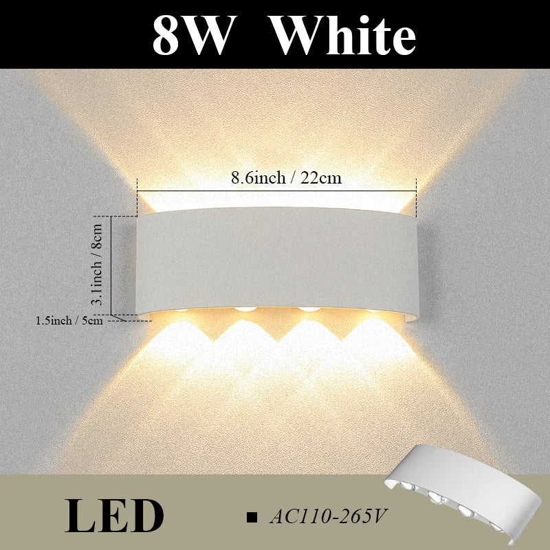 LED Wall Lamp AC110-265 IP65 Outdoor Waterproof Aluminum Wall Light Up Down luminous lighting Indoor  Stair Garden Sconce Light