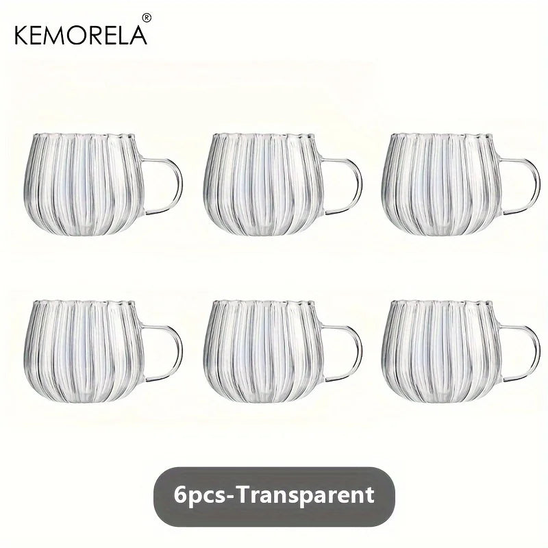 KEMORELA 1/4/6PCS Halloween Pumpkin Shaped Glass Cups High Borosilicate Glass Water Cup 450ml Coffee Drinking Glasses For Juice