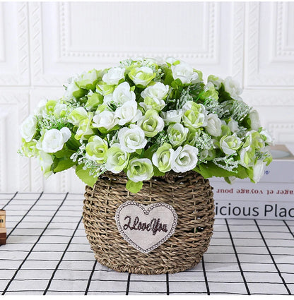 Simulated Rose Bouquet Home Decoration Small Rose Camellia Wedding Decoration Artificial Flowers Garden Decoration