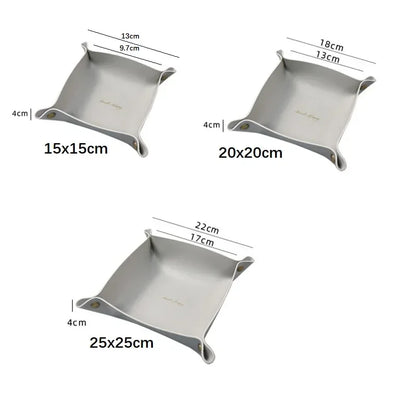 Nordic Leather Desktop Storage Tray Pu Leather Jewelry Cosmetic Key Storage Tray Desktop Folding Organizer Storage Box For Home