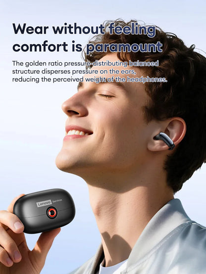 NEW Lenovo LES-108 Bone Conduction Earphones Open Ear Clip Wireless Earbuds Bluetooth 6.0 Sports Headphones with Mic Waterproof