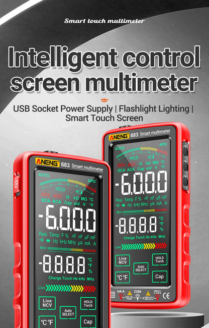 ANENG 683 Inteligentny Multimetr Akumulatorowy Wysokiej Klasy Dotykowy 6000 Zliczeń Multimetro Tester Multitester AC/DC Napięcie Prąd Narzędzie