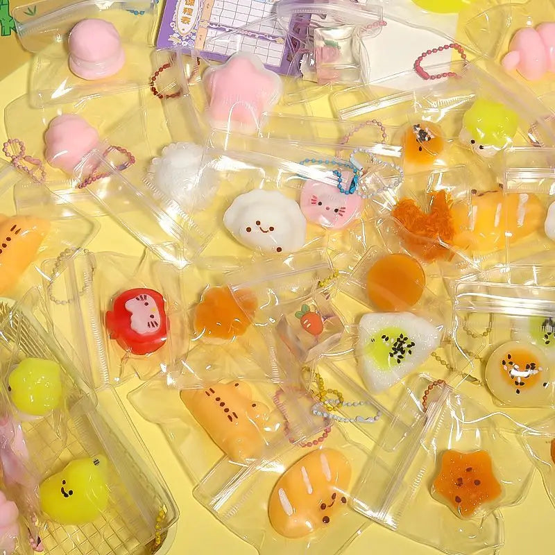 6/10PCS Mini Squeeze Toys Stress Relief Toys Cute Simulation Toys Food Rebound Gifts Hanging Decorations for Stress Relief 2026