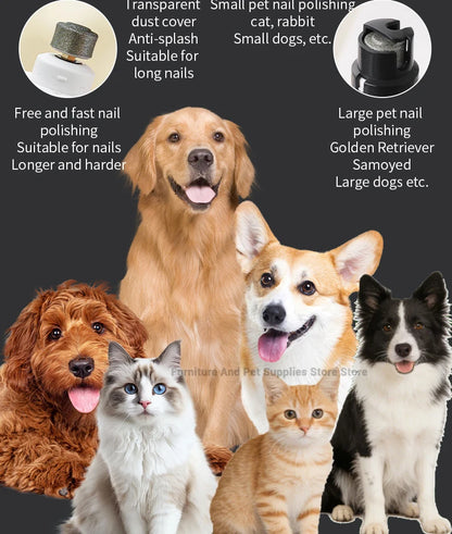 Electric 6-speed adjustable pet nail polisher large/small dog nail clipper 2 LED lights rabbit cat paw nail beauty accessories