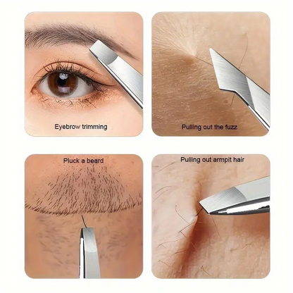 Professional Eyebrow Tweezers Set Silvery and Rose Golden Eyebrow Forceps Beauty Tool Set For Facial Hair Inward Growing