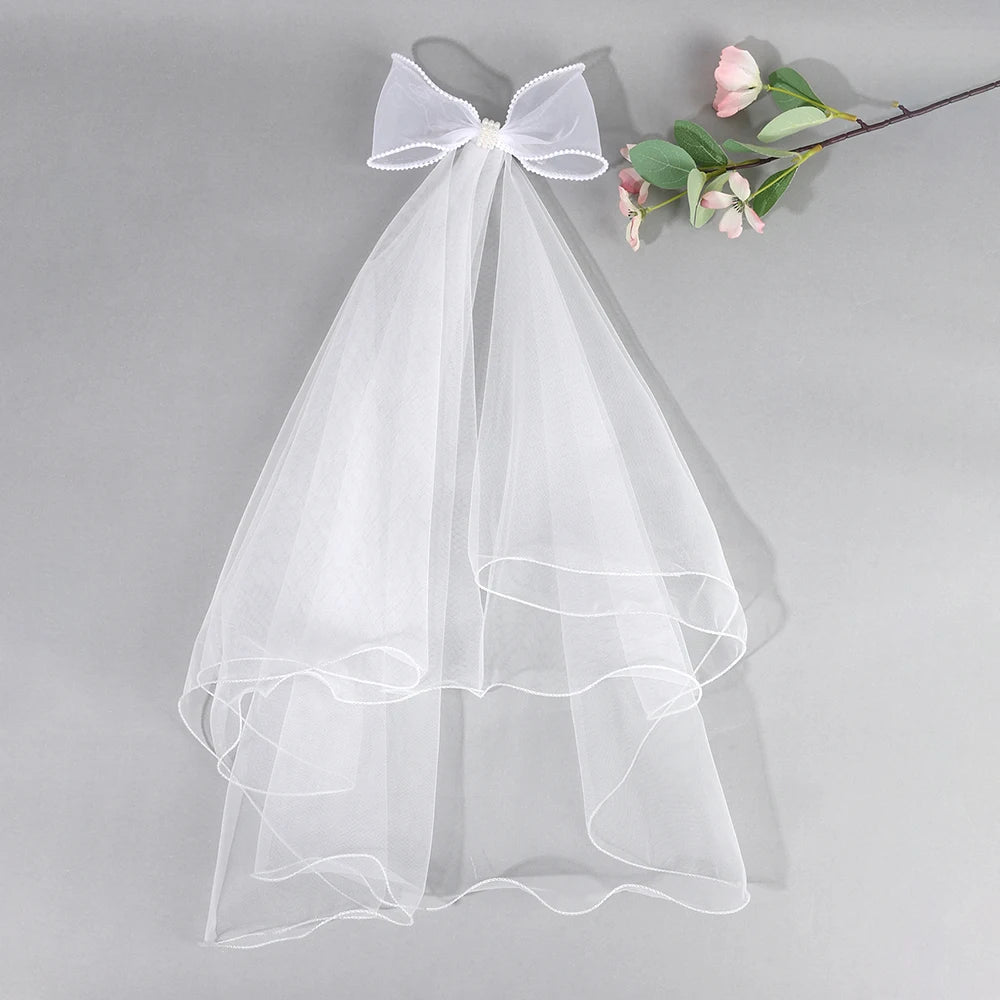 White Tulle Hair Clips For Girls Fairy Mesh Bow Large Hairpin Flower Barrette Summer Party Wedding Women Headdress Accessories