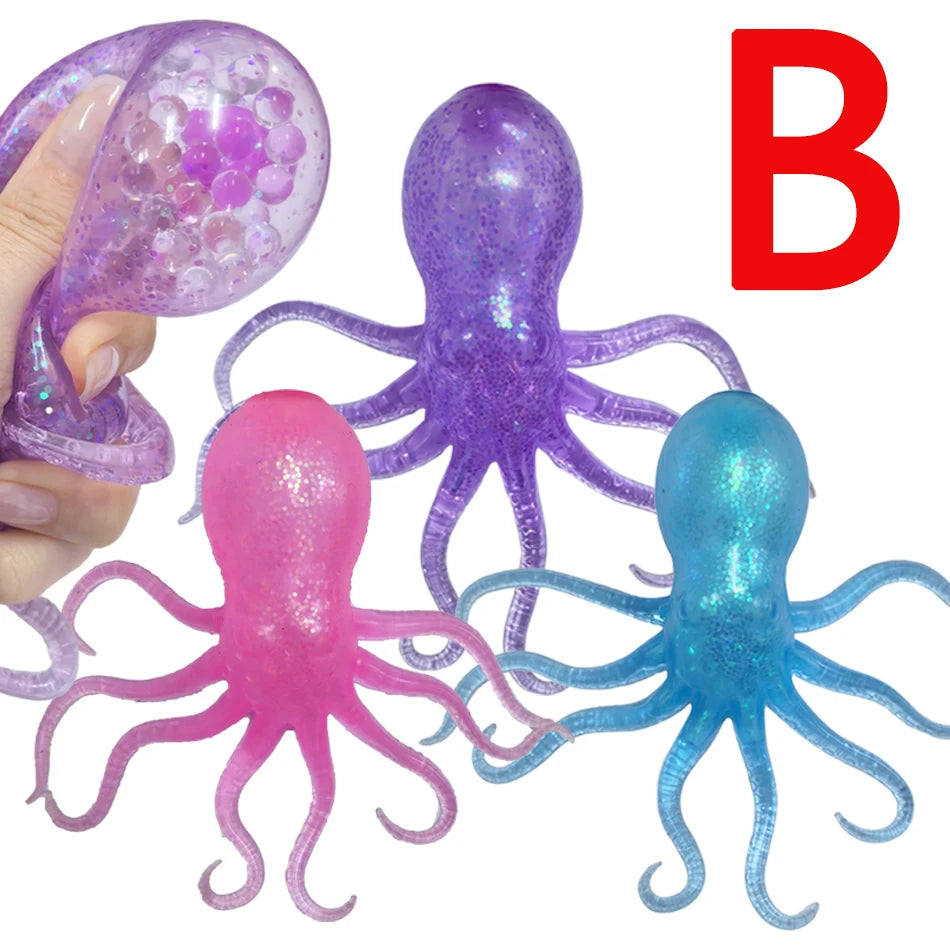 Push Bubble Squish Jellyfish Fidget Toy Super Solid Squish Stress Relief Squeeze Ball for Kids Adults Anxiety Sensory Toy Gift