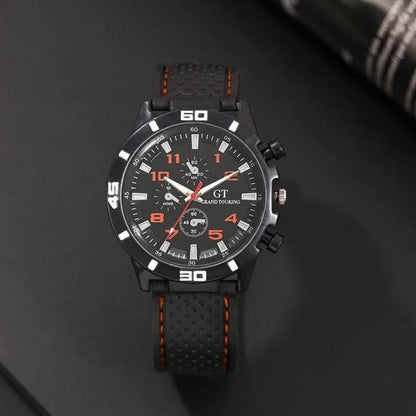 3pc/set Fashion Simple Mens Watch Analog silicone Male Watch Casual Men's Quartz Wrist Watch Ideal Choice for Thanksgiving Gifts