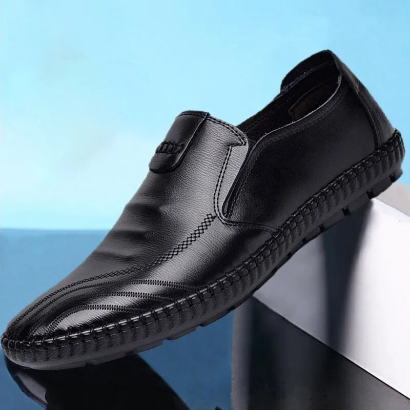 Mens PU Leather Loafers Non Slip Walking Flats Breathable Outdoor Slip on Casual Shoes for Male Work Office Driving Sneakers2