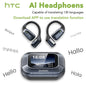 【Słuchawki douszne z tłumaczem AI】HTC NE25 Słuchawki Bluetooth z ekranem dotykowym LCD Sportowe bezprzewodowe słuchawki długie życie z mikrofonem HD