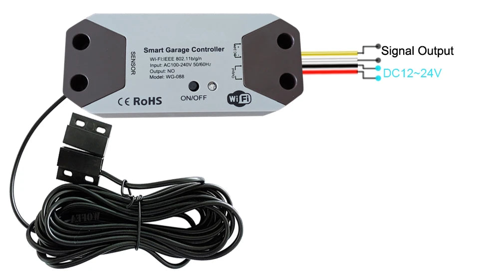 Wofea WiFi Smart Garage Door Opener Controller DC12 DC24V Wrok with Alexa and Google Home 2.4G APP NO Need Gateway