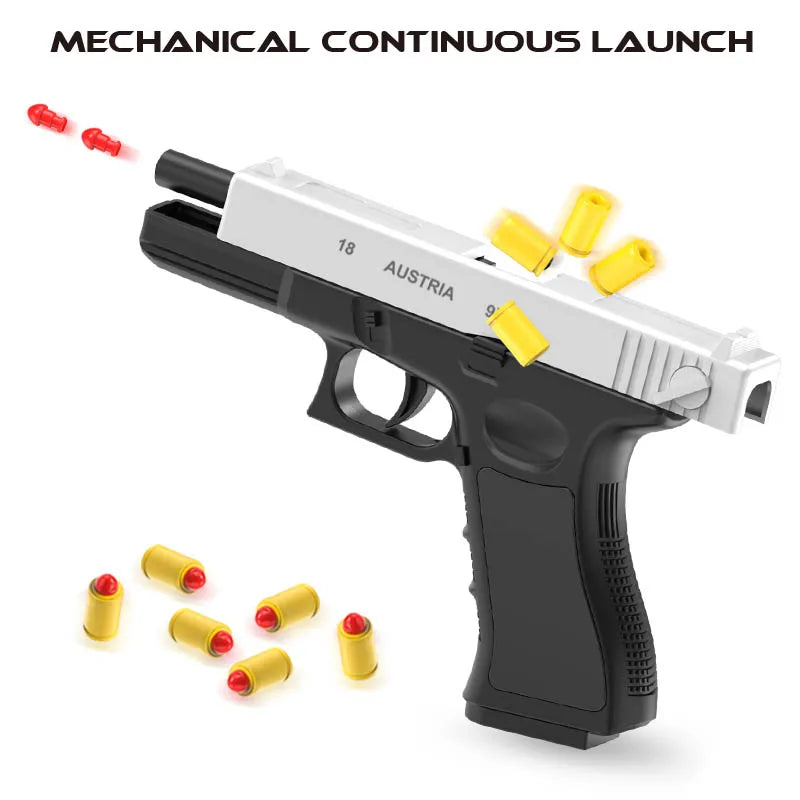 Tactical simulation toy gun model, shell ejection soft foam dart launcher, manually operated launcher