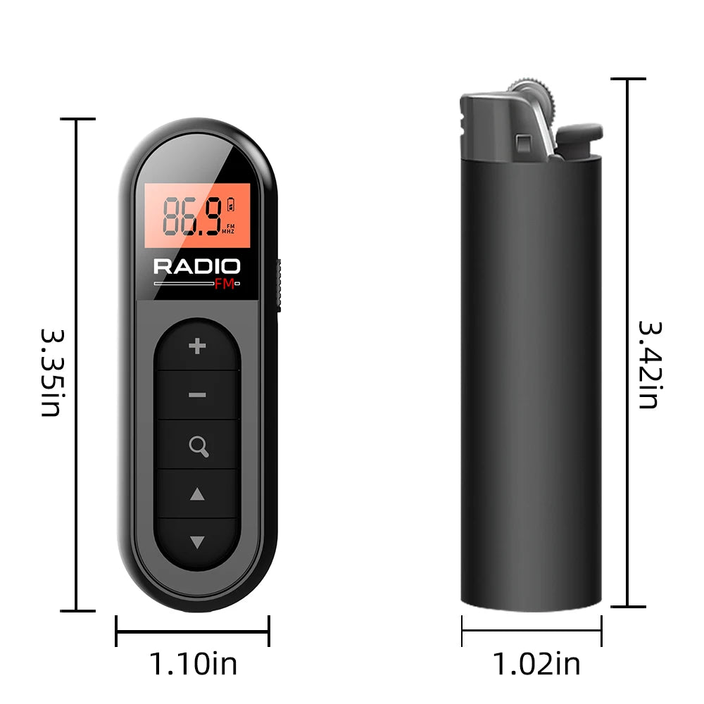 FM Portable Radio, Rechargeable Pocket Radio with Best Reception Digital Tuning, LCD Screen,Belt Clip, Stereo Sound Earphone Jac