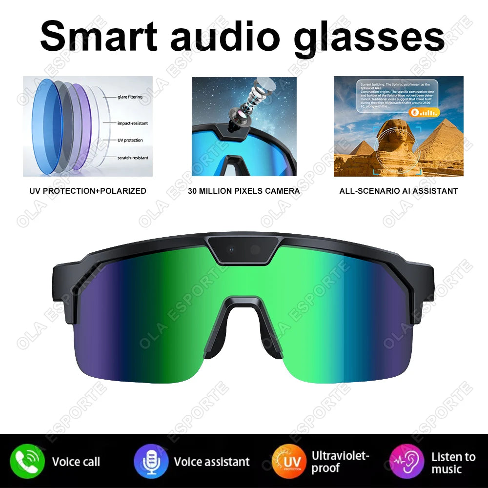 2026 New AI Smart Sports shooting&recording Glasses 800W Camera HD Anti-shake Bicycle Riding Shooting Artifact Windproof Goggle