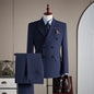 High-quality Groom Wedding Suit, Fashionable and Stylish Dress, Men's Business Double-Breasted Suit Set, Men's Three-Piece Set