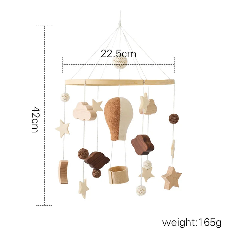 Baby Soft Felt Cartoon Wool Ball Seashell Rattles Hanging Bed Bell Newborn Mobile Crib Wooden Bracket Montessori Education Toys