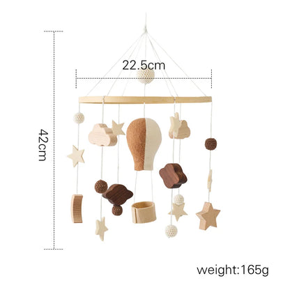 Baby Soft Felt Cartoon Wool Ball Seashell Rattles Hanging Bed Bell Newborn Mobile Crib Wooden Bracket Montessori Education Toys
