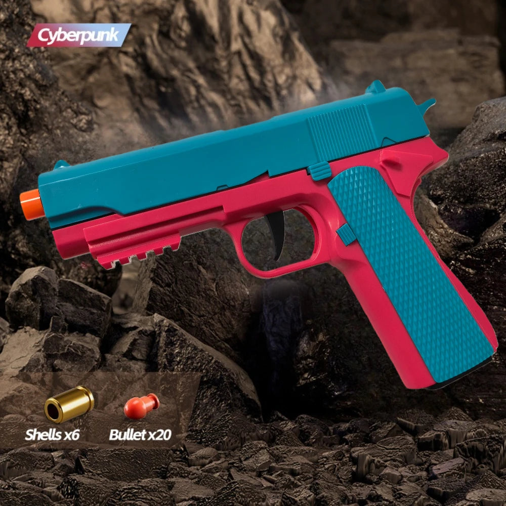Colt 1911 Shell Soft-Bullet Gun Can Be Fired Toy Gun Fully Automatic Pistol Shooting Games for Boys Kids Christmas Gift
