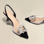 Summer Women High Heels Shoes Luxury Crystal Women Sandals Designer Pointed Toe Pumps Transparent Sexy Women Sandalias De Mujer