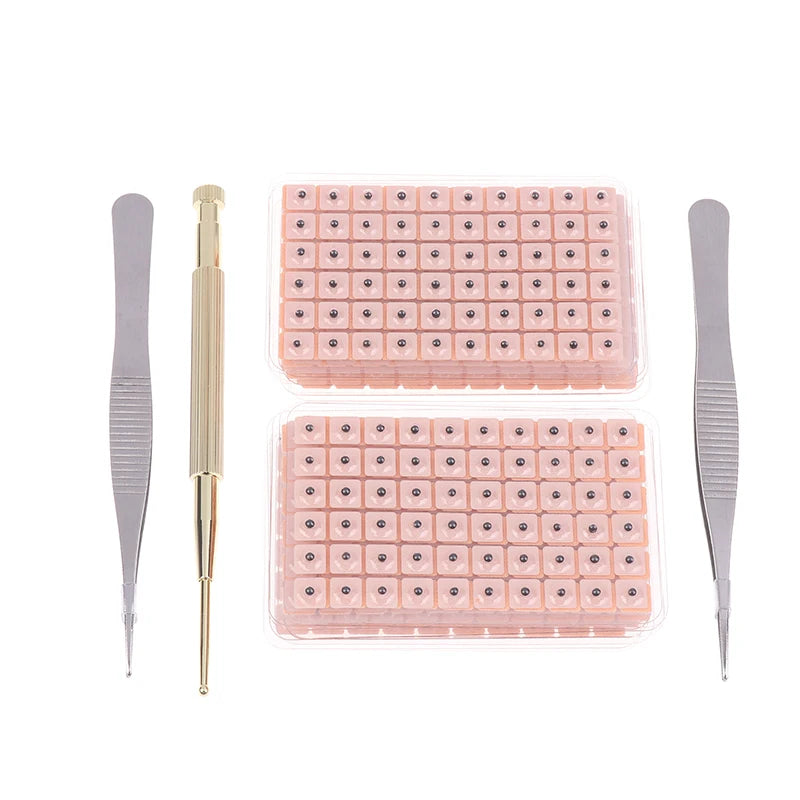 ★▲1 Set Multi-Condition Ear Seeds Acupuncture Auricular Sticker Kit 600pcs With Acupressure Chart Tweezer Auricular Probe