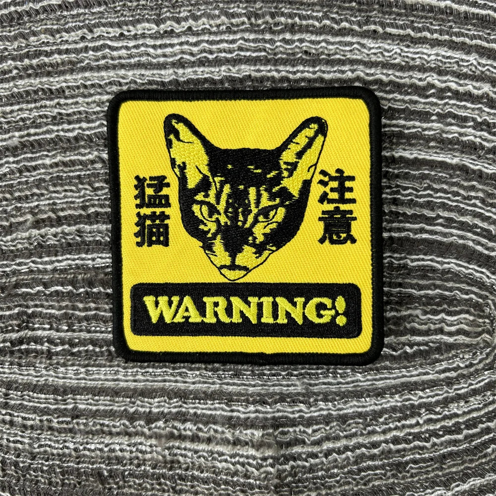 Cat Patch Embroidery on Clothes Cute Animal Morale Badge Tactical Equipment Hook and Loop Patches Backpack Stickers