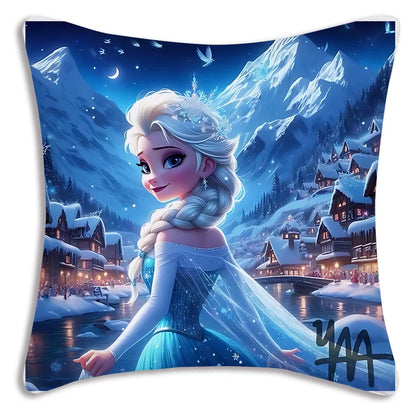 Cute Cartoon Frozens Elsas Pillow Covers Cartoon Sofa Decorative Home Double-sided Printing Short Plush Cute Cushion Cover