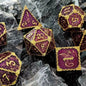 7 Pcs Cosplay D4-D20 DND Brass Gold Polyhedral Sharp Edge Casino Dice Rpg Table Board Game Tray Gem Stone Dragon Metal Steel Set