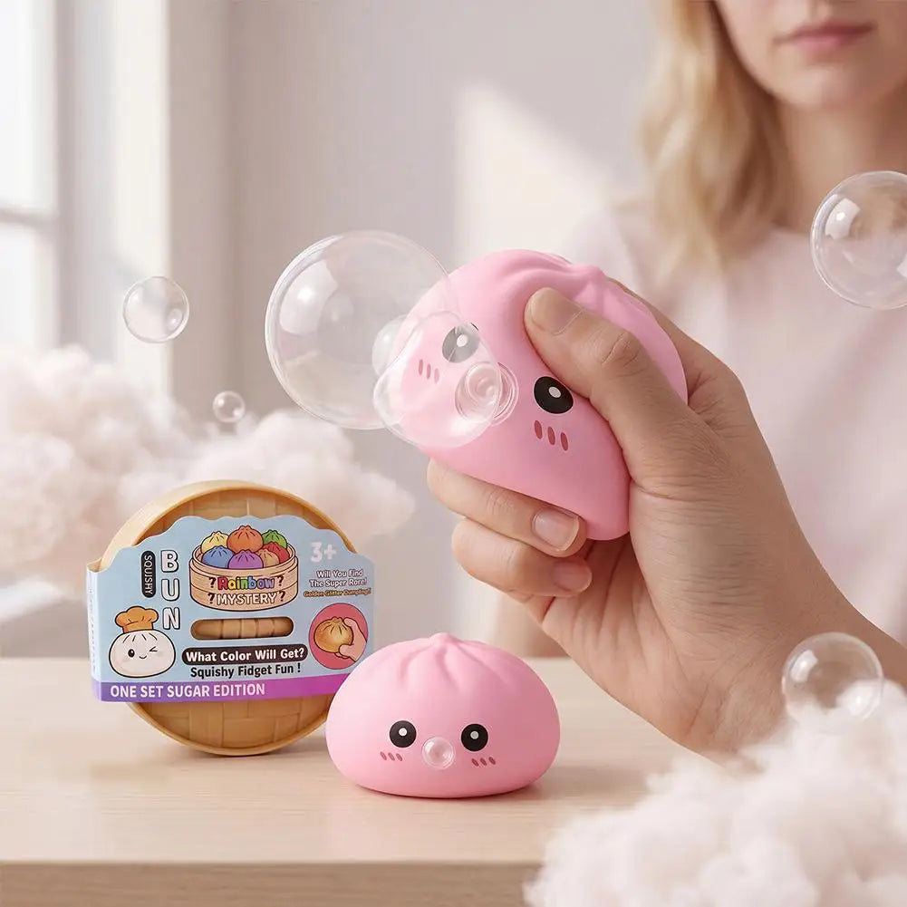 2026 Upgrade Soft Dumpling Pinch Toys Blowing Bubbles Squishy Relief Stress Mystery Blind Box Rebound Steamed Bun Squeeze Ball