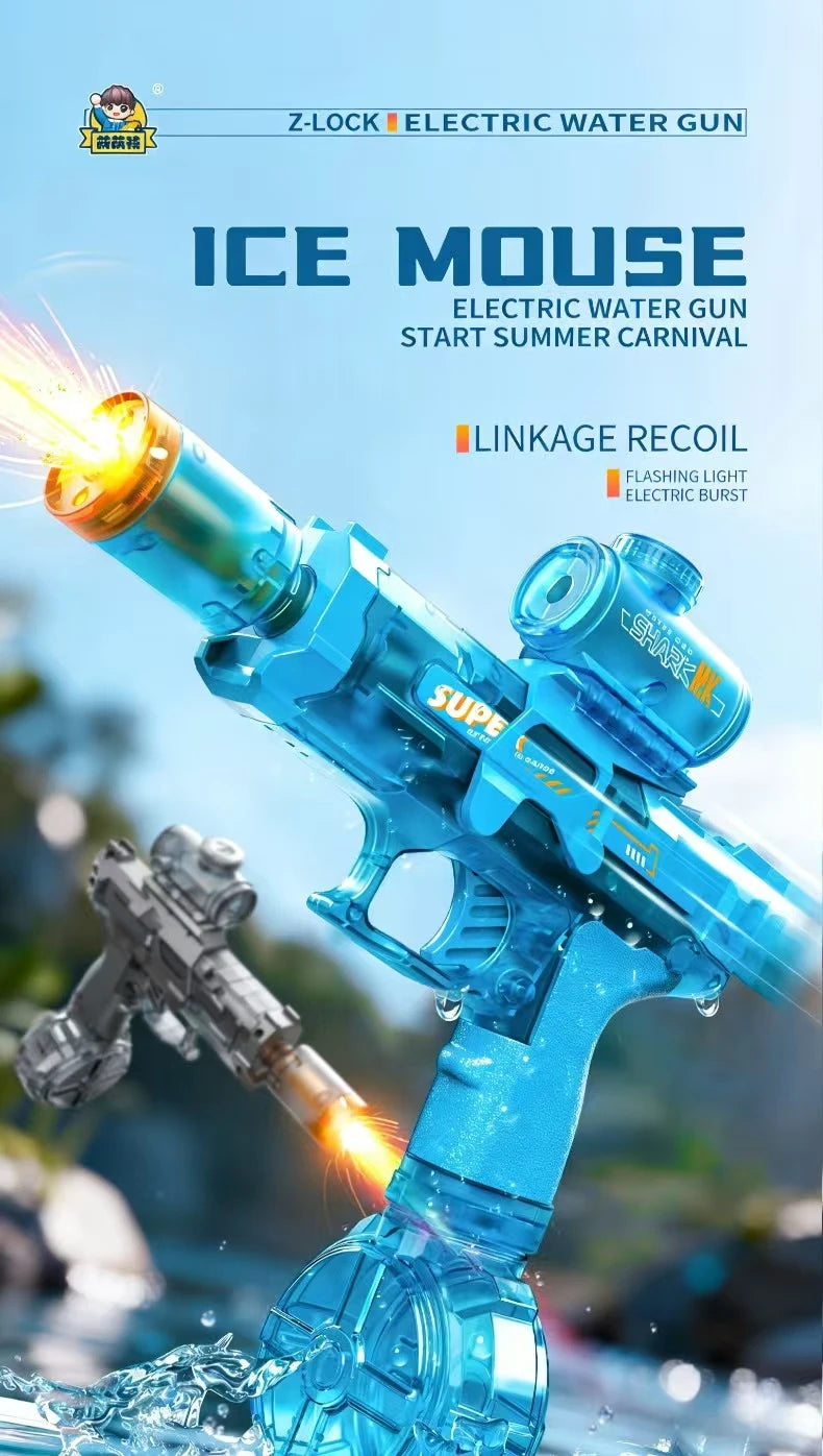 Fun electric pulse water gun, simulated flame sensing light, fully automatic toy water gun, adult outdoor beach toy