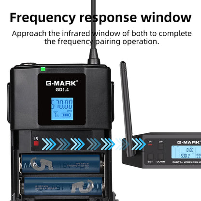 Wireless Lavalier Microphone G-MARK GD1.4 UHF Professional Headset Clip Mic Bodypack Frequency Adjustable 50M For Party Show
