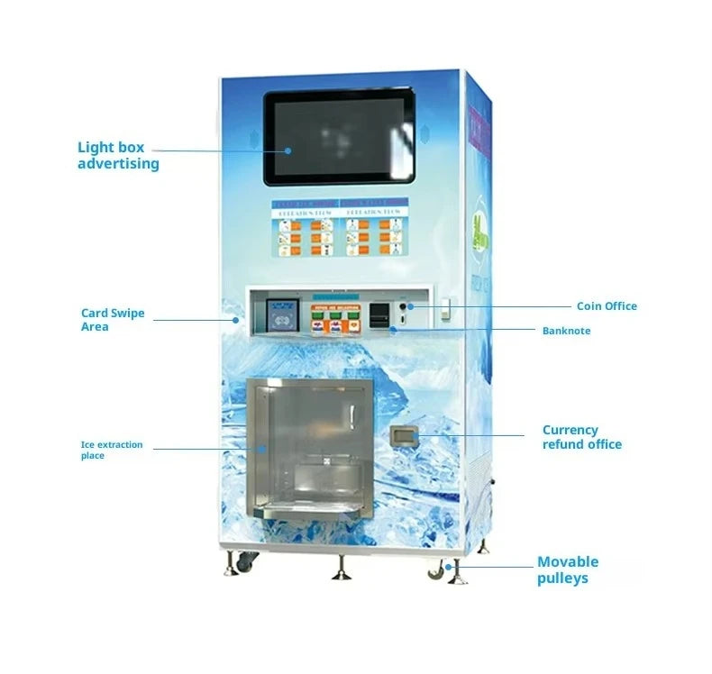Customized Automatic Bagging and Sealing Packaging Ice Vending Machine, Reverse Osmosis Water Ice Vending Machine